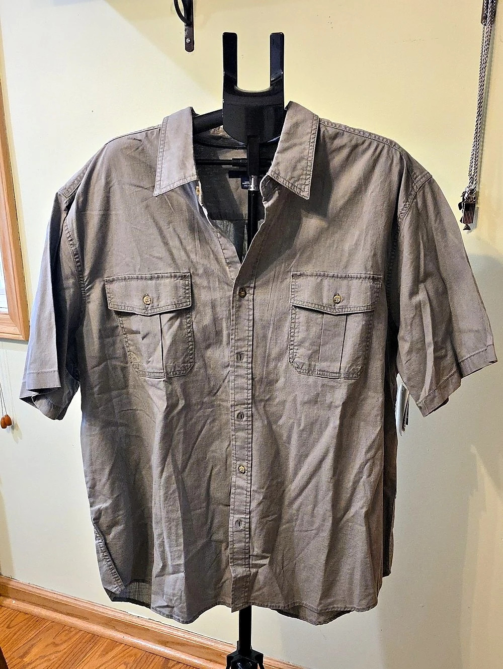 Basic Editions S/S Crosshatch Pigment Dyed Shirt Gray 2XL
